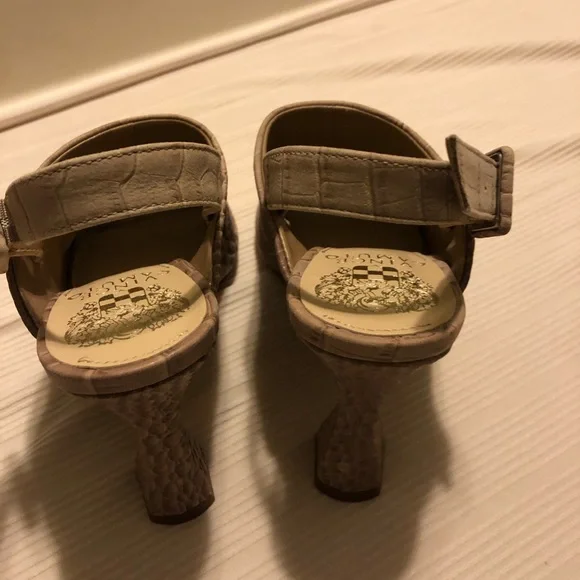 Cream Snakeskin Velvet Vince Camuto Heels - Picture 6 of 7